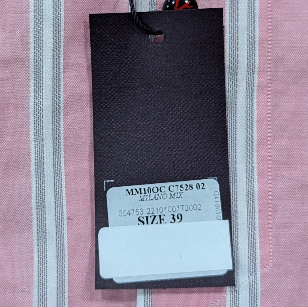 Mens Isaia Multi Striped Dress Shirt Pink/Multi 39 US 15.5 - Picture 6 of 6